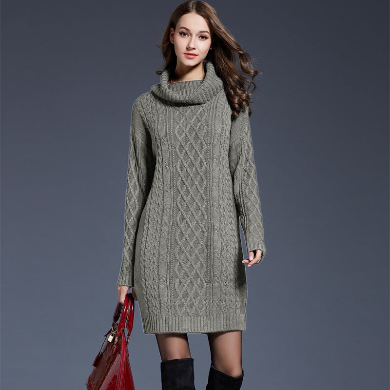 W&W Mode | Hochhals Lange Strickkleid
