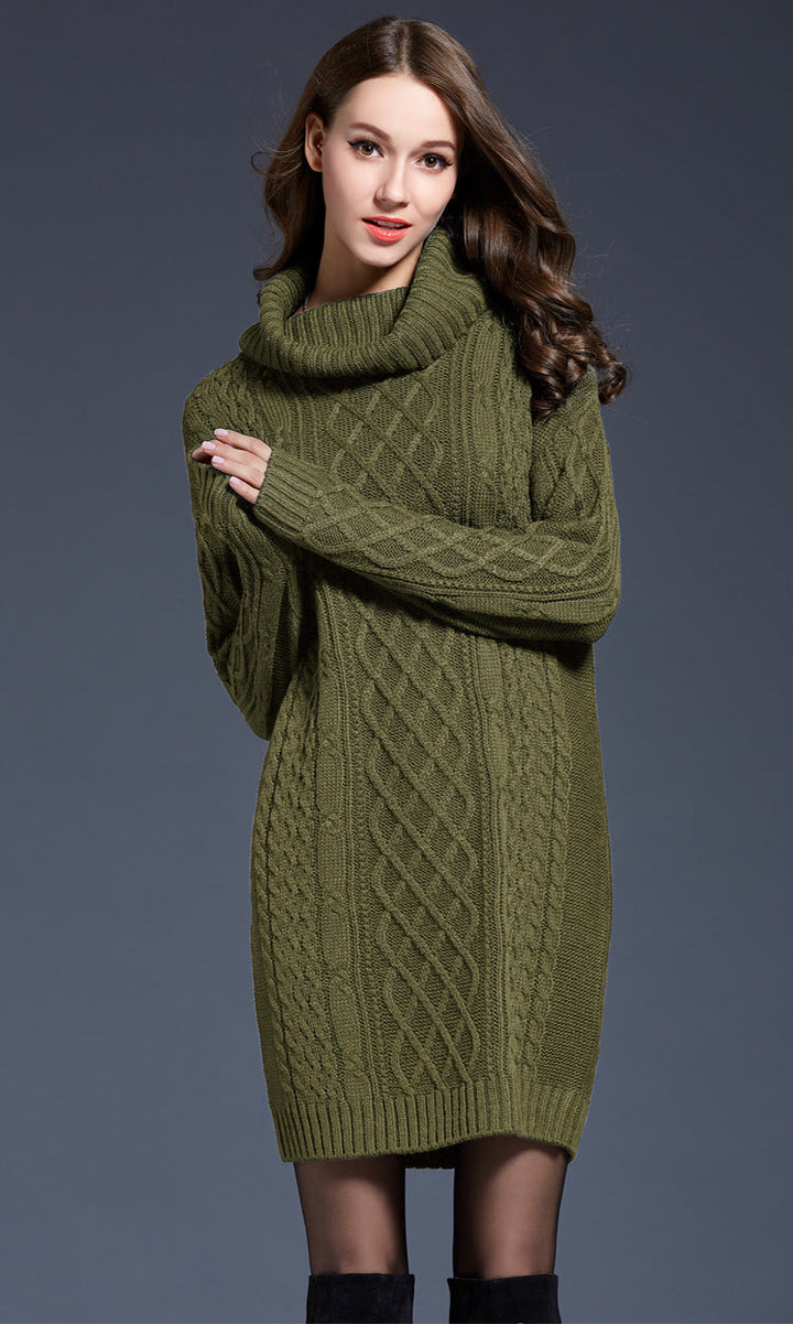 W&W Mode | Hochhals Lange Strickkleid
