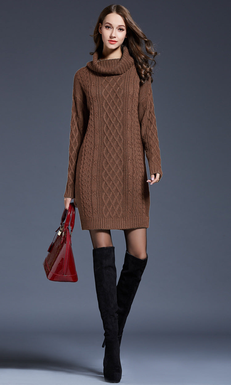 W&W Mode | Hochhals Lange Strickkleid