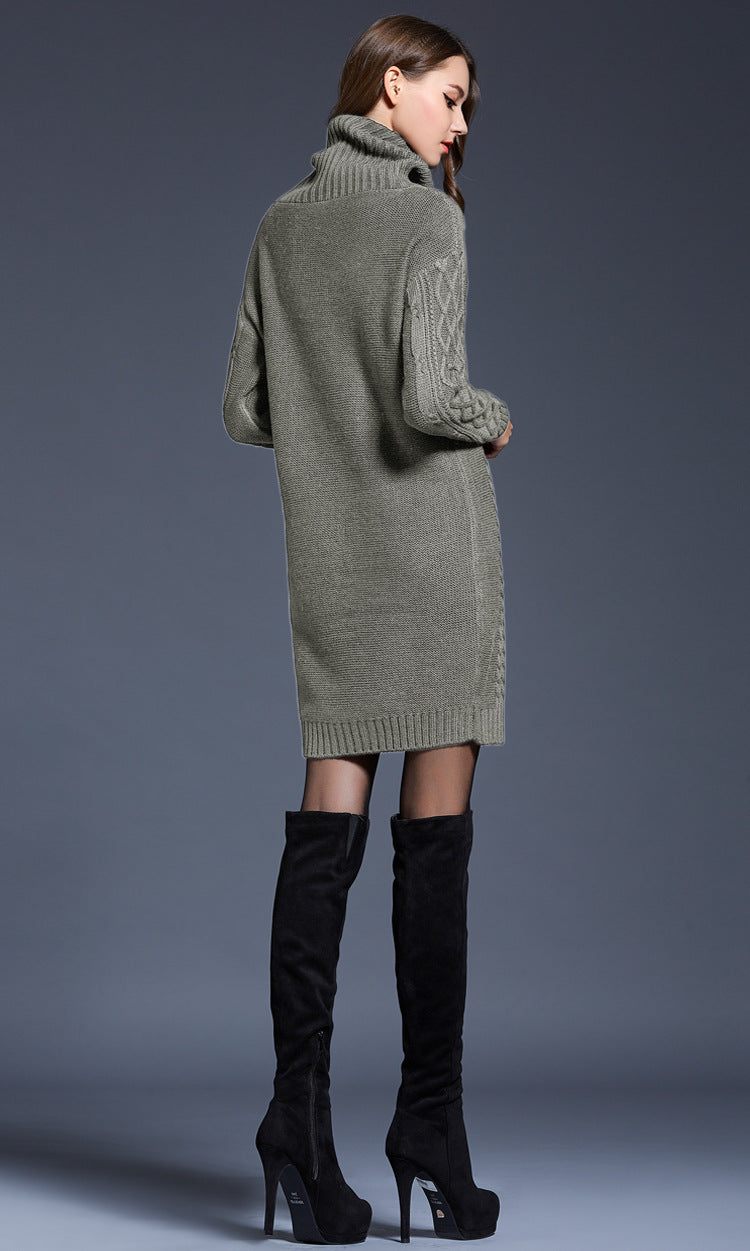 W&W Mode | Hochhals Lange Strickkleid