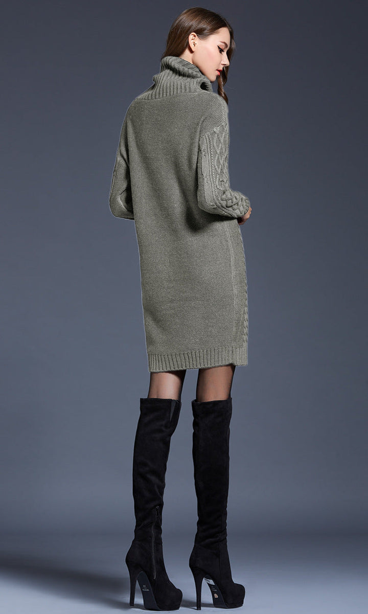 W&W Mode | Hochhals Lange Strickkleid
