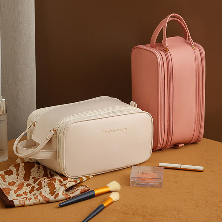 W&W Mode PU-Leder Kosmetiktasche mit U-förmigem Design