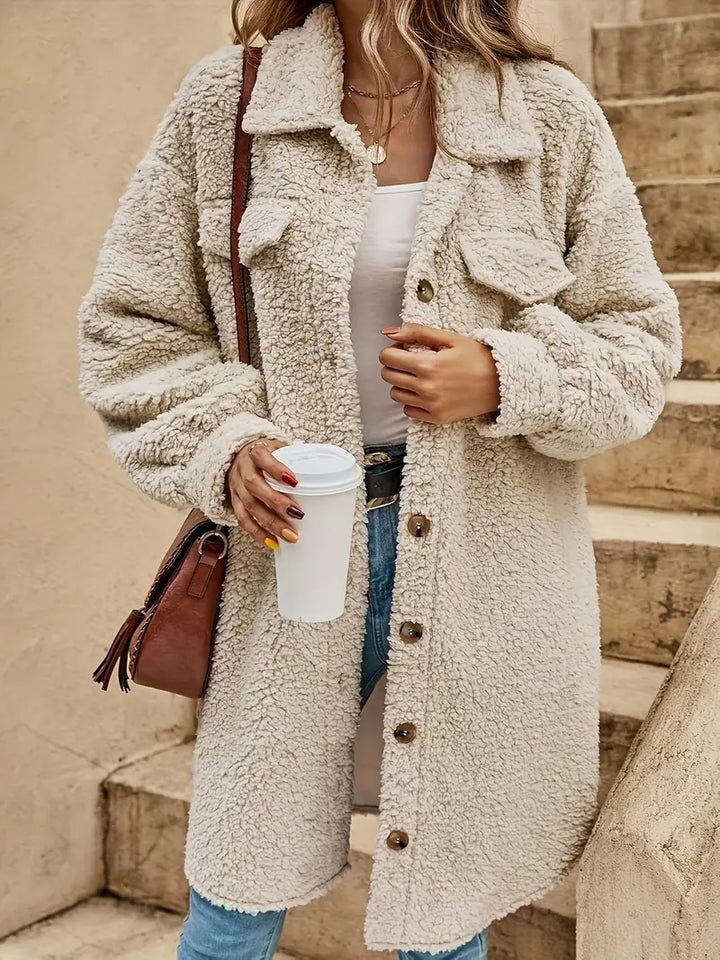 W&W Mode | Strickjacke Lässig Lang Aus Plüsch