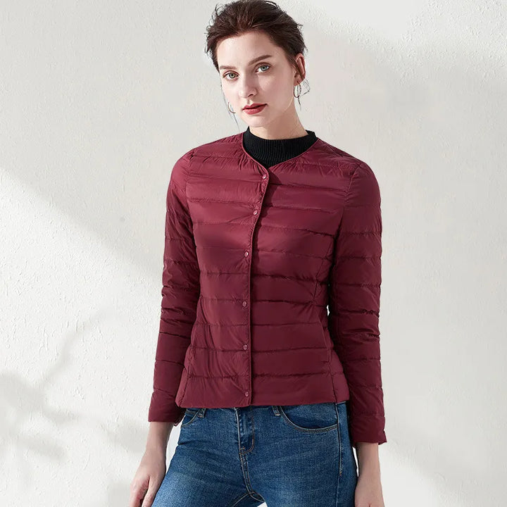 W&W Mode | Leichte, Kragenlose, Schlankmachende Daunenjacke Für Frauen