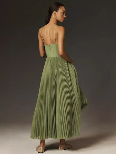 Damen Korsett-Midikleid mit strukturiertem Oberteil und Plisseerock