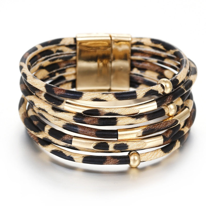 W&W Mode | Leoparden Mehrschichtigem Lederarmband