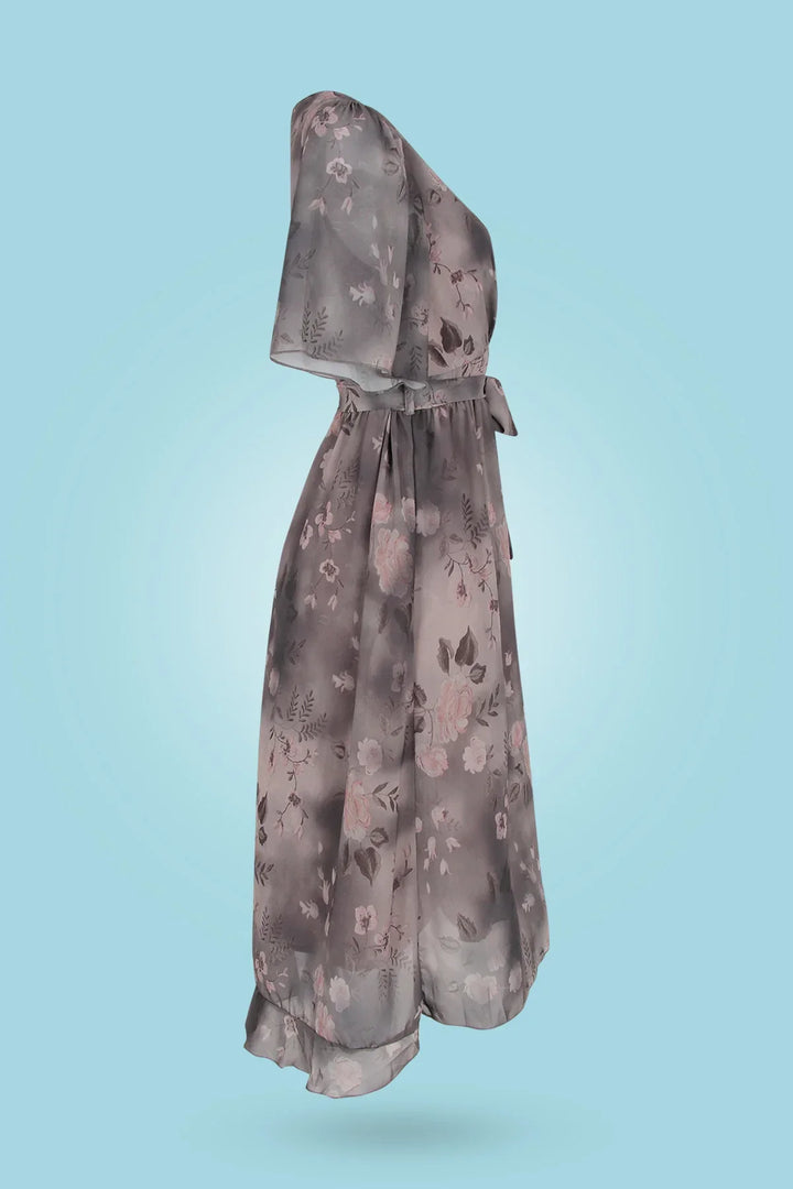 W&W Mode | Midikleid mit Blumenmuster und V-Ausschnitt