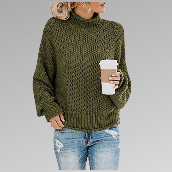 W&W Mode - Damen gemütlicher Strickrollkragenpullover