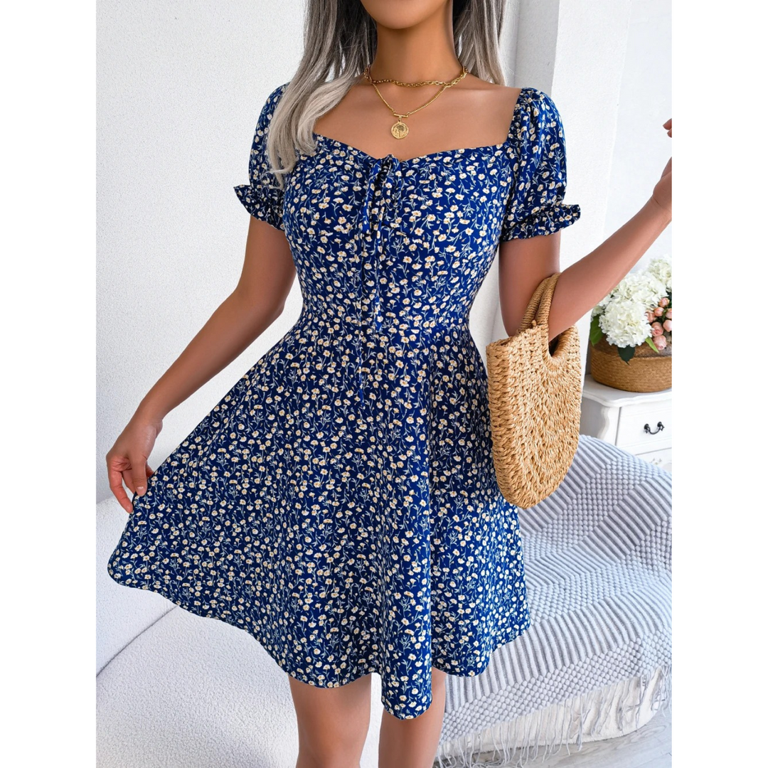 W&W Mode | Sommerkleid mit blumenverzierten Puffärmeln für Damen