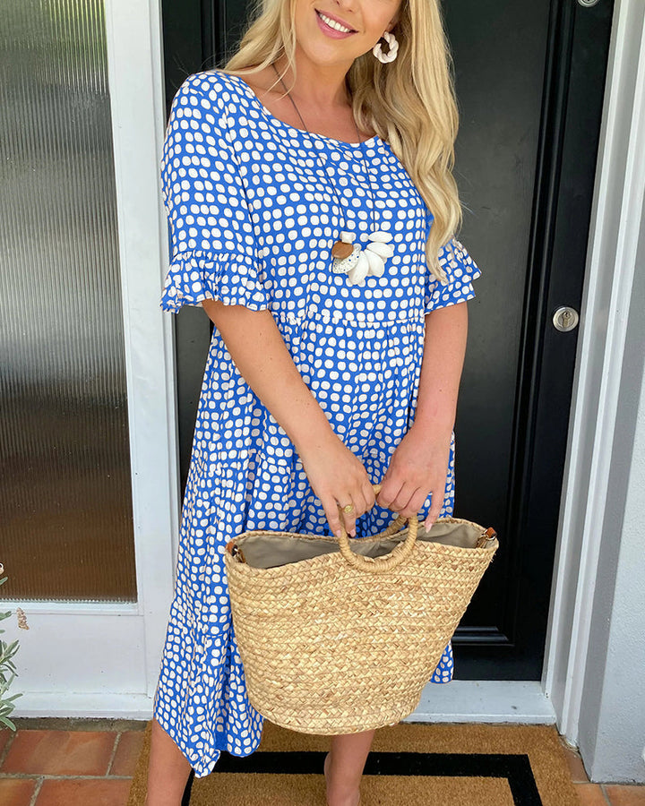 Midikleid mit Rundhalsausschnitt und Polka-Dot-Print