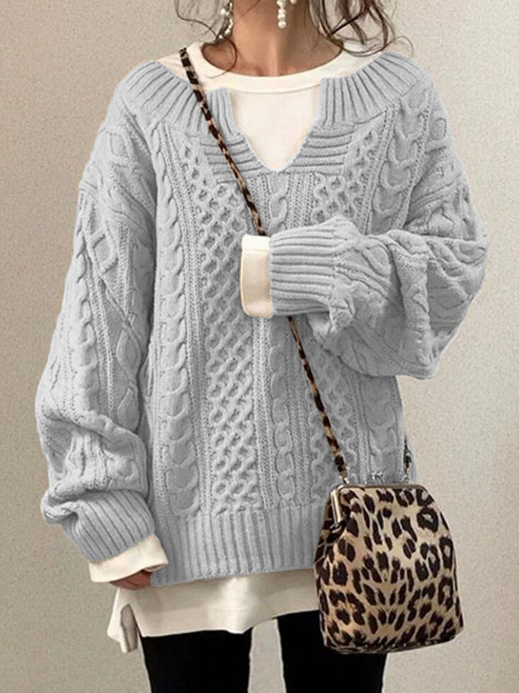 W&W Mode Luxe Sweater | Bequemer warmer Oversized-Zopfpullover aus weichem Material