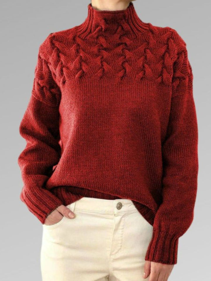 W&W Mode - Damen hochkragen Kabelstrickpullover