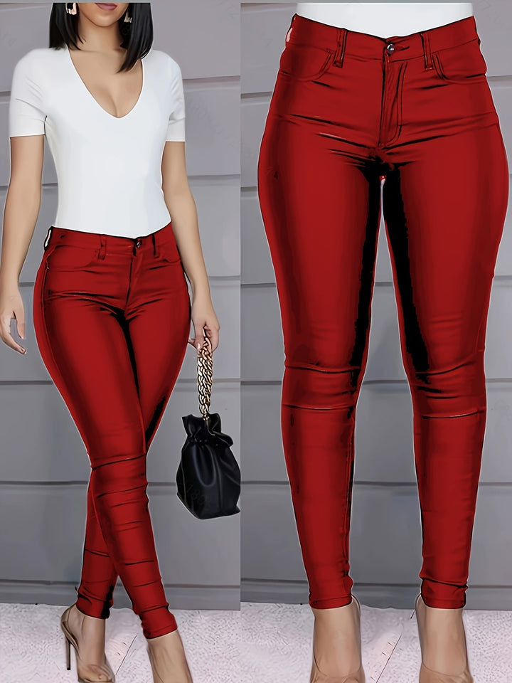 W&W Mode | Beschichtete Skinny Jeans Mit Hoher Taille