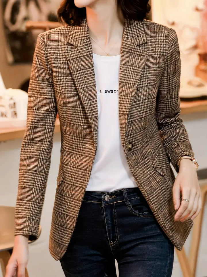 W&W Mode | Karierter Blazer Mit Revers Und Einem Knopf