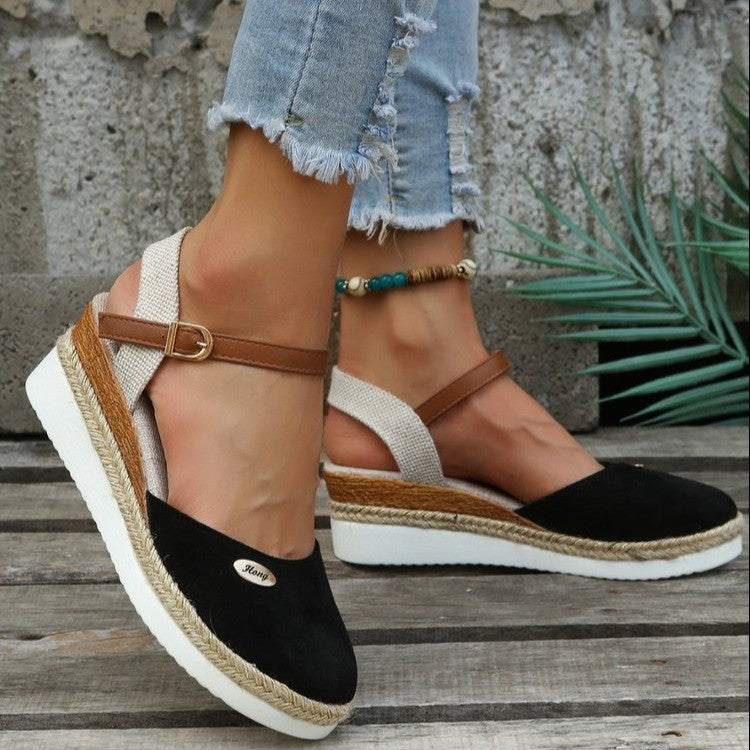 W&W Mode | Leichte Plattform Wedge Sandalen Aus Hanfseil