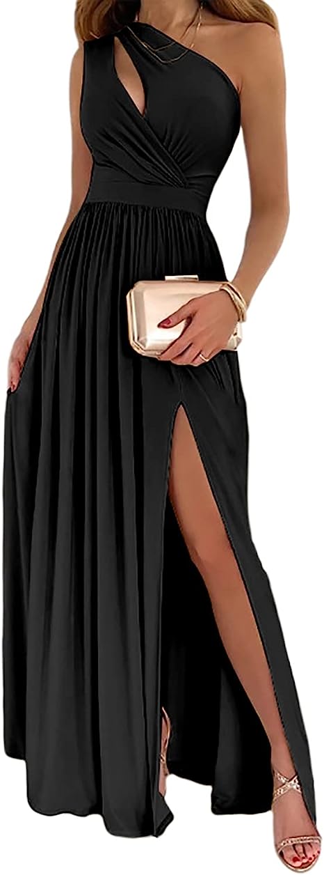 ÉléganceOne™ – One-Shoulder Maxikleid mit Schlitz & Cut-Out Detail