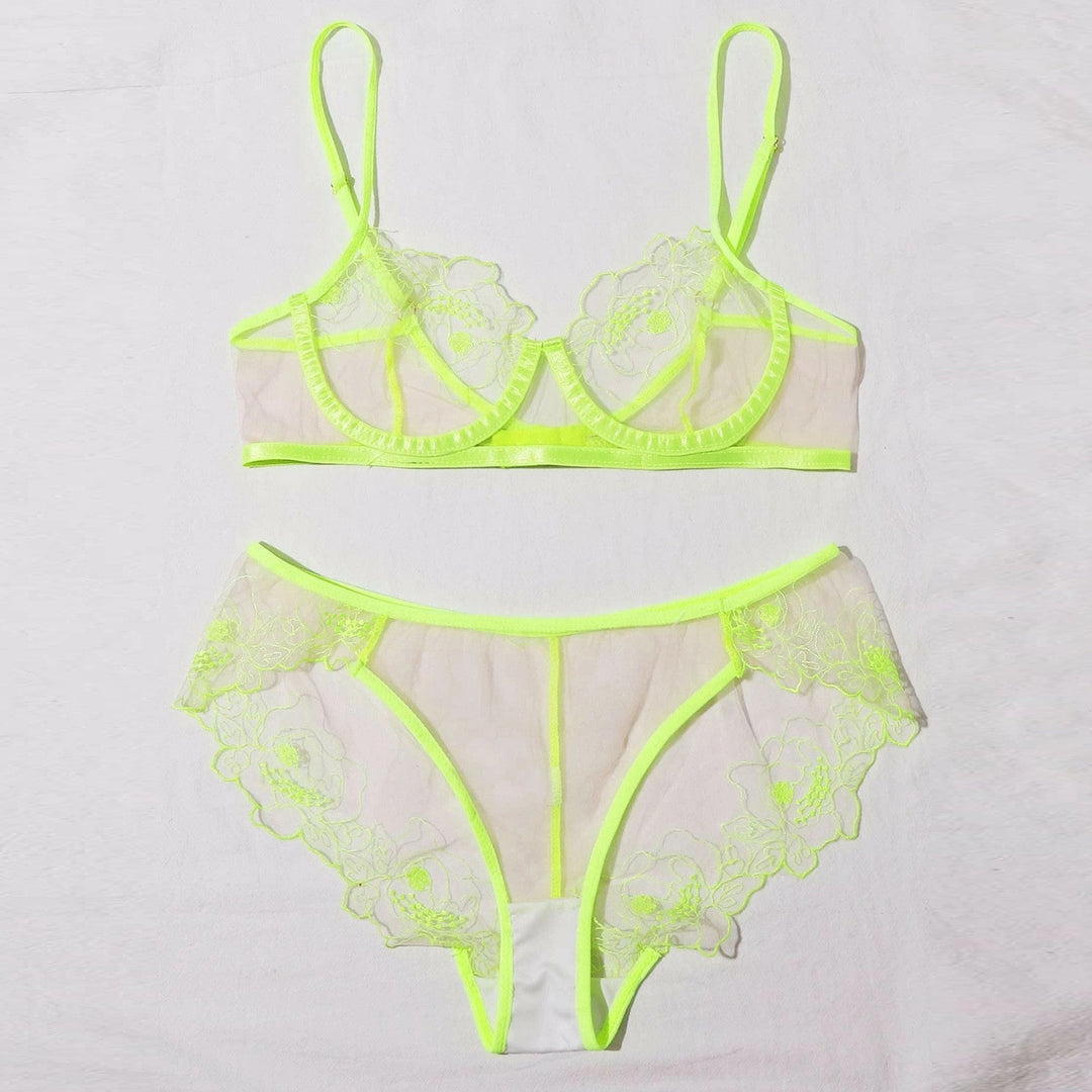 W&W Mode | Women's Mesh Stickerei Sheer Dessous Set