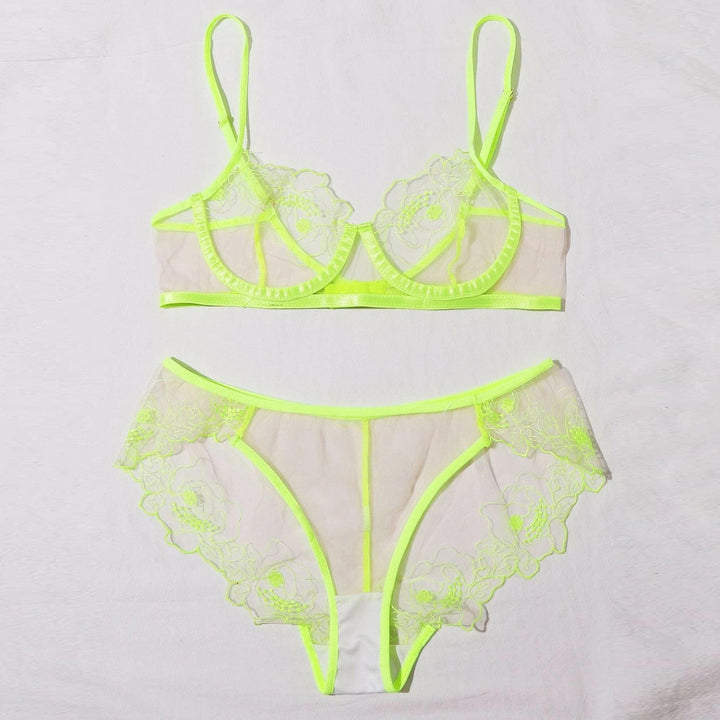 W&W Mode | Women's Mesh Stickerei Sheer Dessous Set
