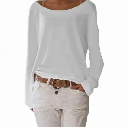 Damen Strick-Langarmshirt mit lockerem Schnitt und Rundhalsausschnitt