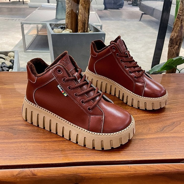 Damen Lederstiefel mit gepolsterter Einlegesohle