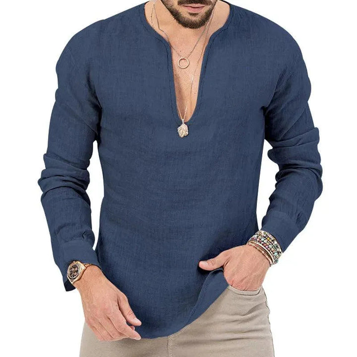 W&W Mode | Herren Leinen Langarmhemd