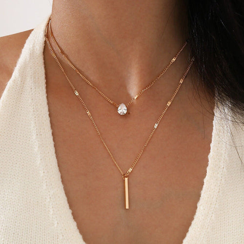 W&W Mode | Hals Glitzer Gold Anhänger Halskette Satz Weinlese Schmuck