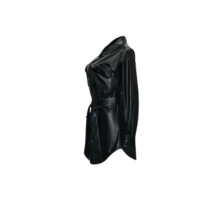 W&W Mode | Kunstleder-Hemdkleid mit Gürtel