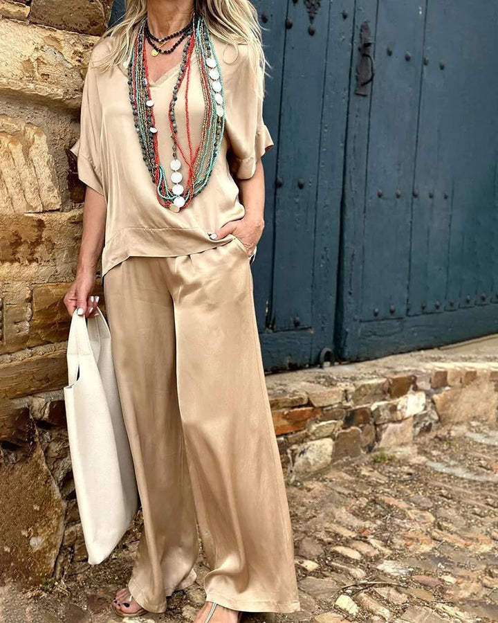 W&W Mode | Himmelweiße Bluse und Hosen-Set mit eleganter Ausstrahlung