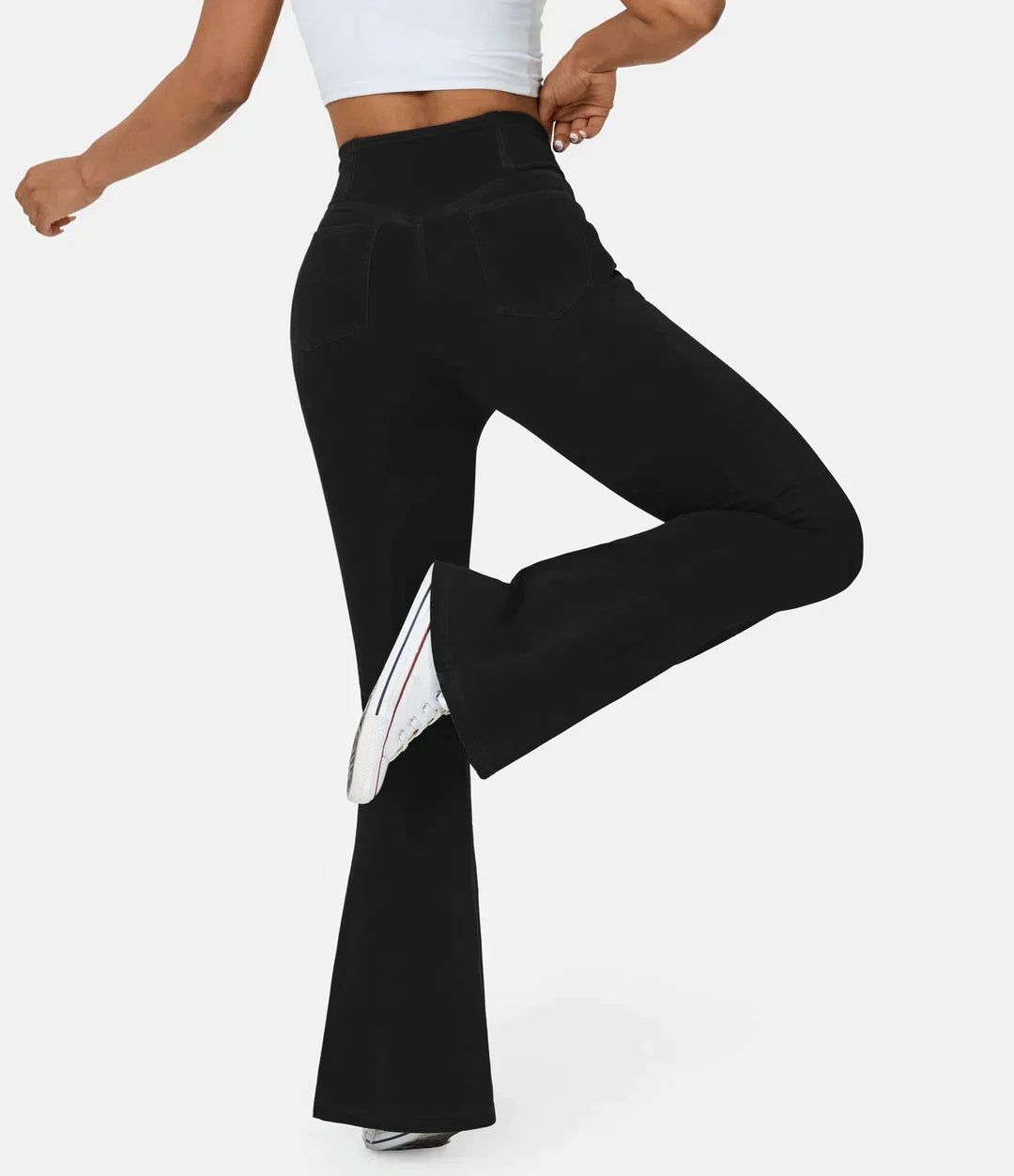 Crossover jeans mit hoher Taille