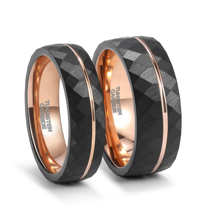 Ring aus schwarzem Wolframkarbid mit 8 mm Breite und Turmalinstein