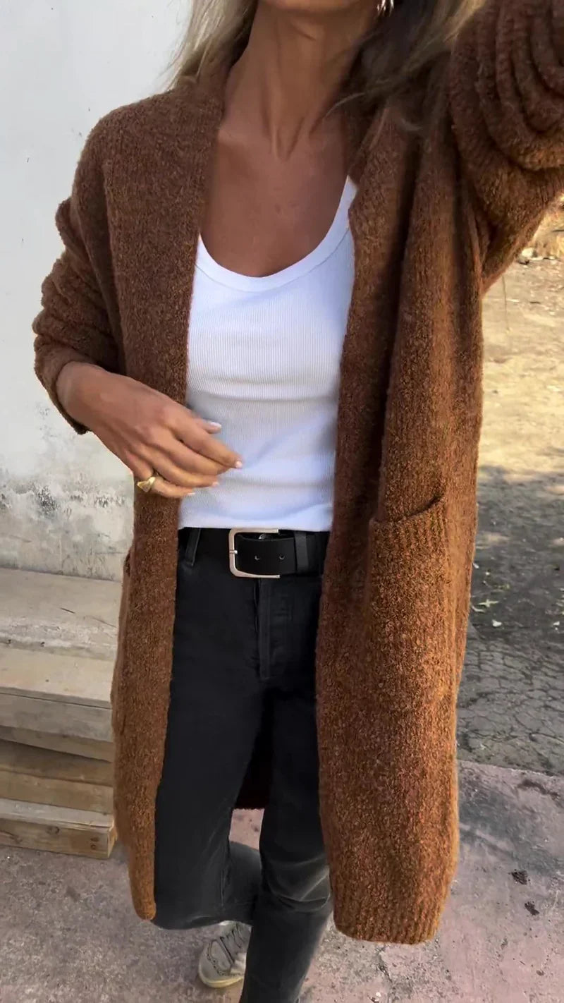 Damen Strickmantel mit grobem Strick