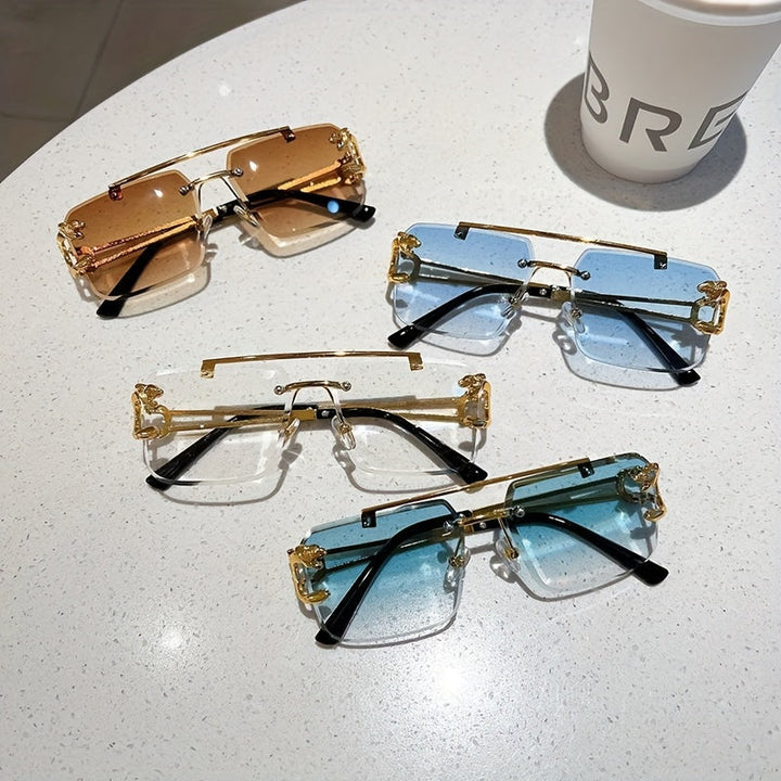 W&W Mode | Trendige Quadratische Randlose Sonnenbrille Für Herren