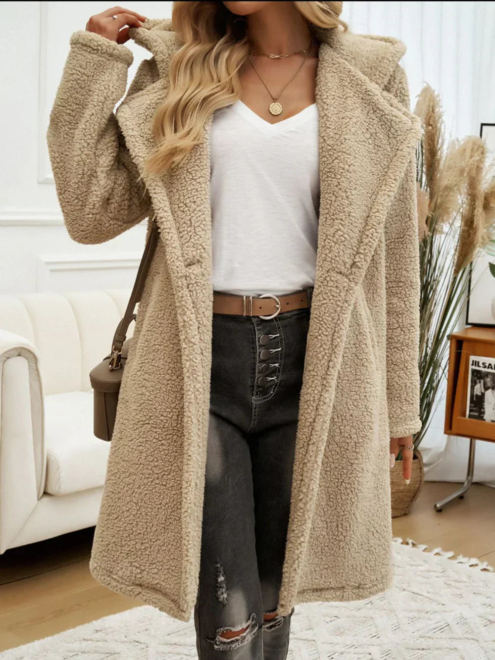 W&W Mode | Basic Teddy Jacke mit Kapuze Damen