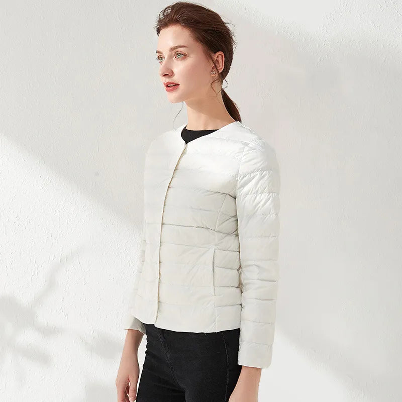 W&W Mode | Leichte, Kragenlose, Schlankmachende Daunenjacke Für Frauen