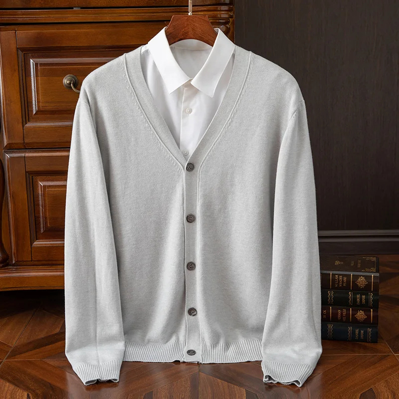 W&W Mode | Herren Strickjacke Mit Knöpfen, Leichter Stoff, Klassischer V-ausschnitt