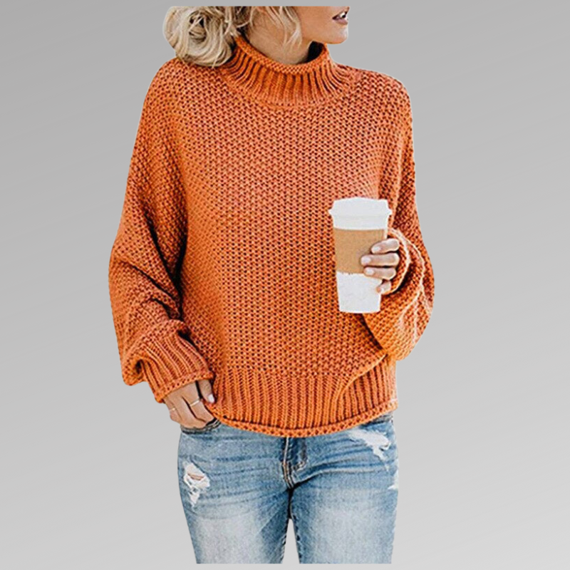 W&W Mode - Damen gemütlicher Strickrollkragenpullover