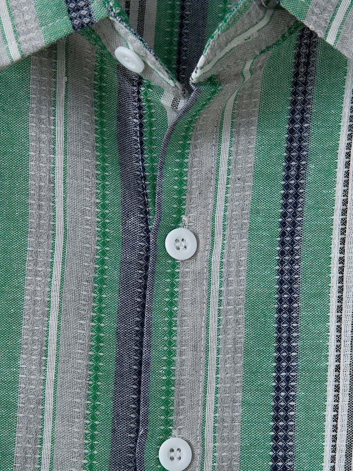 W&W Mode | Gestreiftes Baumwoll Leinen Herrenhemd für entspannte Looks