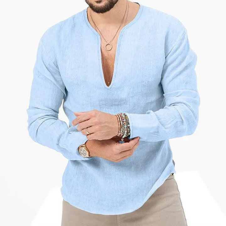 W&W Mode | Herren Leinen Langarmhemd