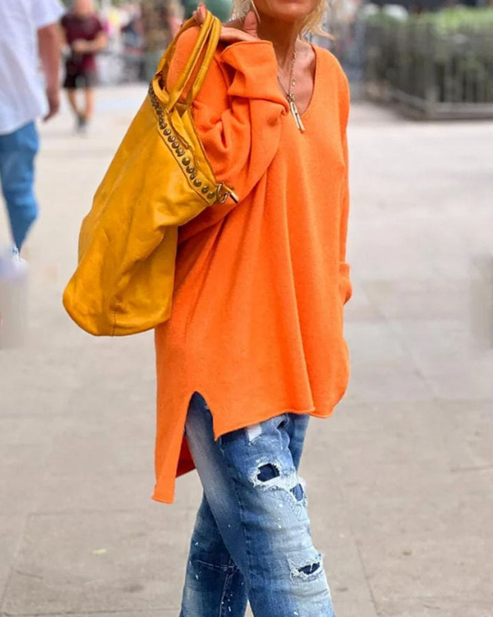 W&W Mode | Oversized Pullover für Damen Orange