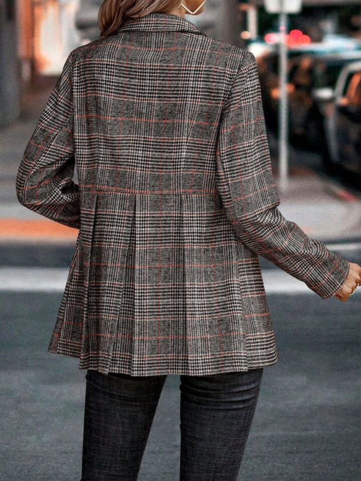W&W Mode | Stilvolle Herbst Klassische Karierte Knopf-Blazer Für Frauen