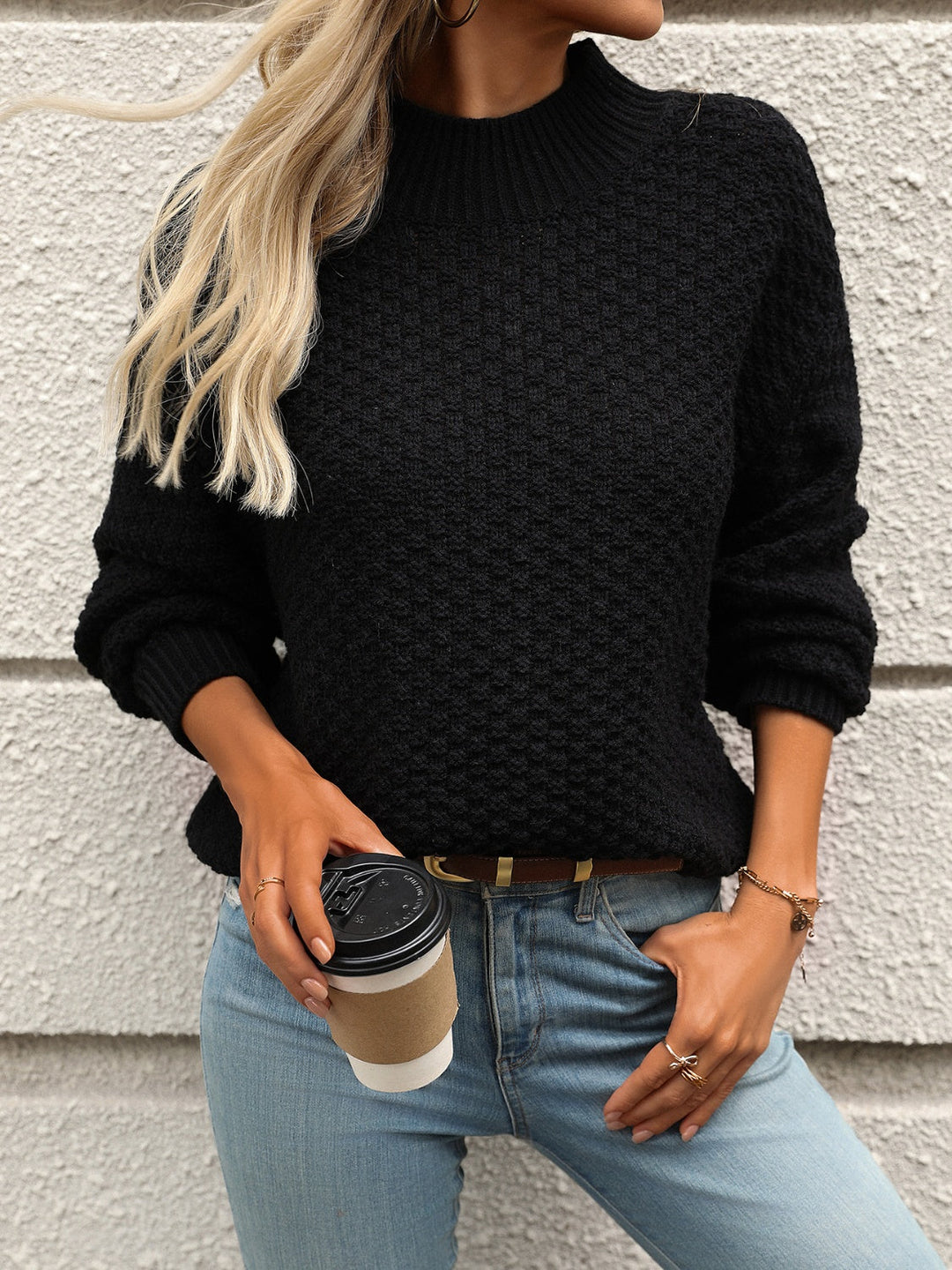 W&W Mode | Langarm-Mock-Neck-Pullover Für Frauen