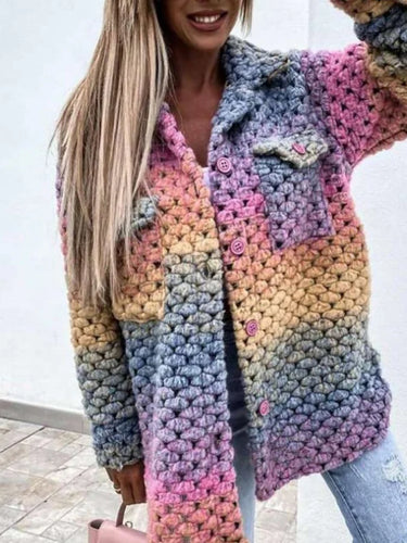 Damen Wollmantel mit Knopfverschluss