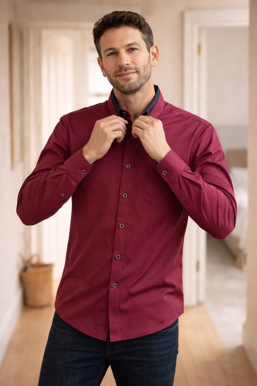W&W Mode Herren Hemd langarm casual Knopfleiste