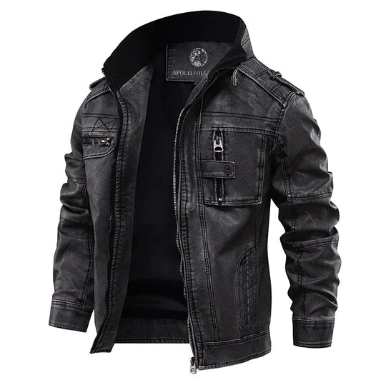 W&W Mode | Zeitlose schwarze Lederjacke für Männer
