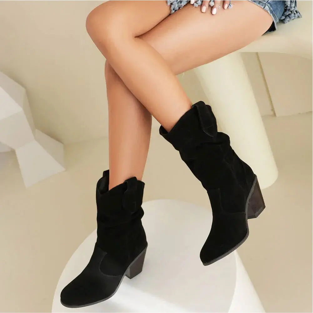 W&W Mode - Damen Western Cowboy Stil Retro-Fashion-Stiefel