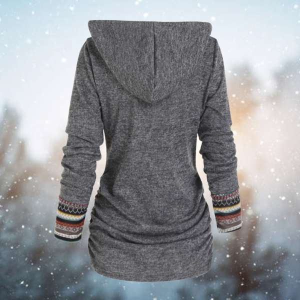 W&W Mode | mit Kapuze - Damen Fleece-Pullover mit Tribal-Muster