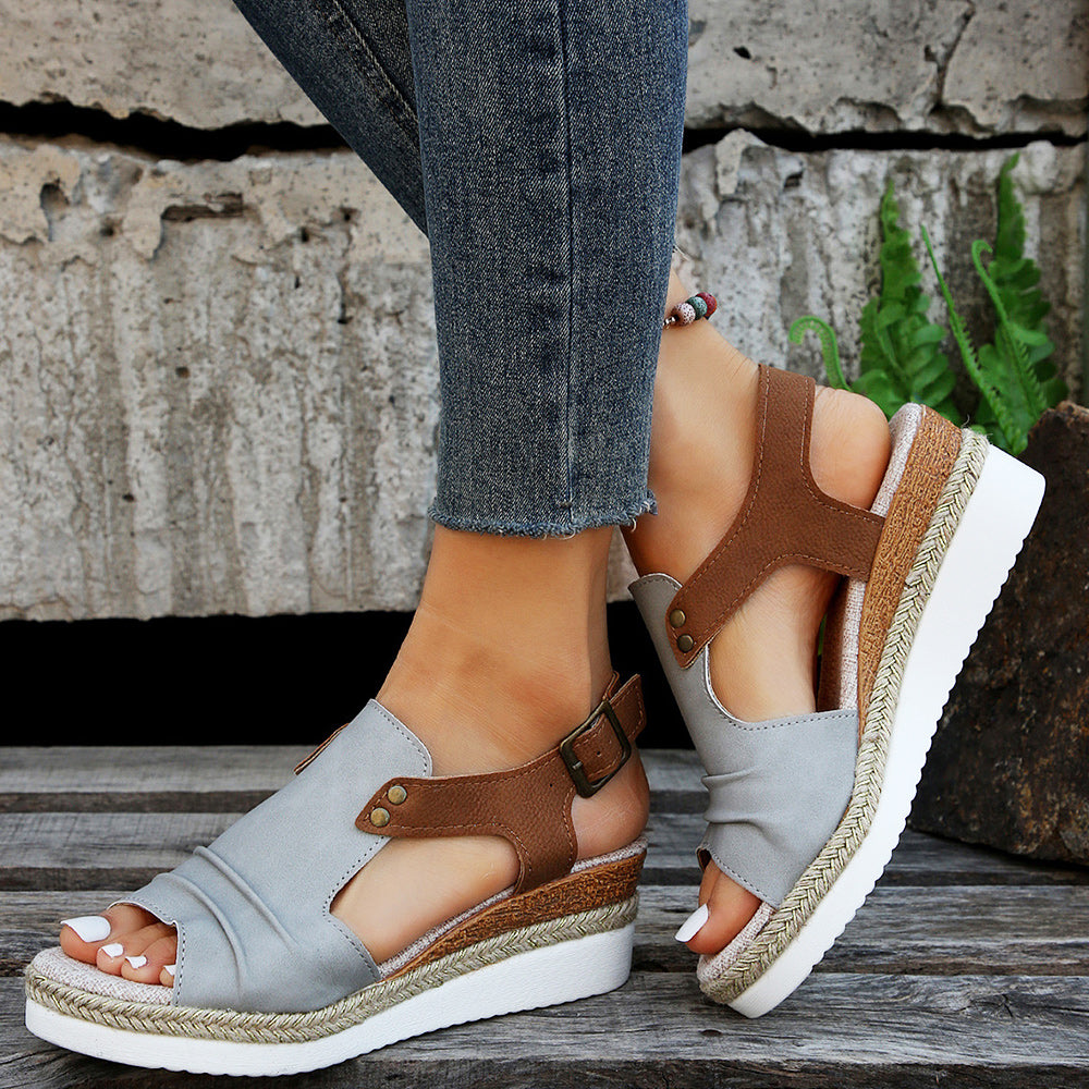 W&W Mode | neue lässige Damensandalen mit dicken Sohlen und Fischmaul