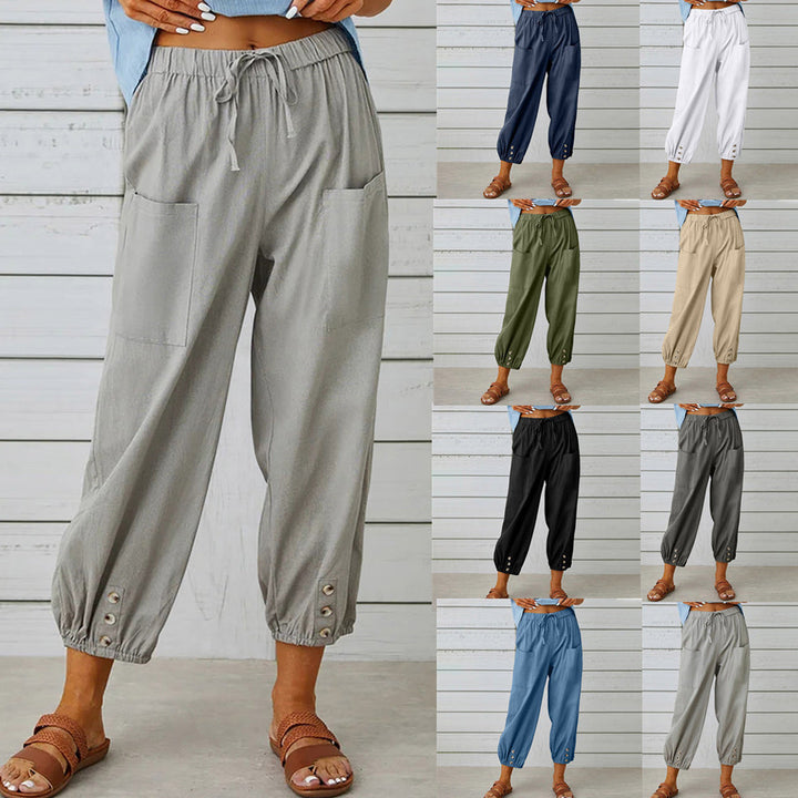 W&W Mode | kurze Damen-Overalls aus Baumwolle und Leinen mit Taschen und Knöpfen