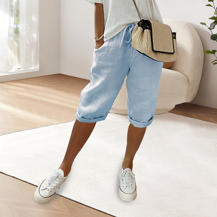 W&W Mode | Baumwolle Leinen Elastische Taille Freizeithosen
