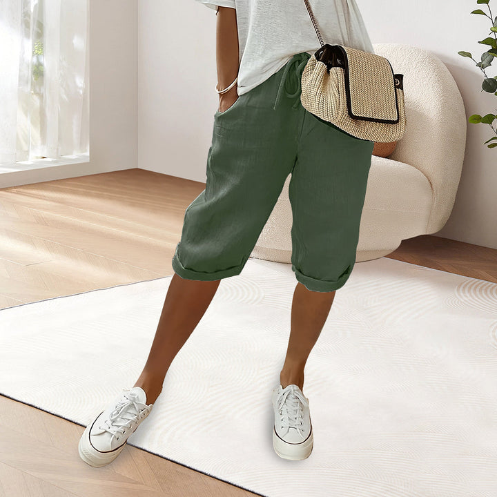 W&W Mode | Baumwolle Leinen Elastische Taille Freizeithosen